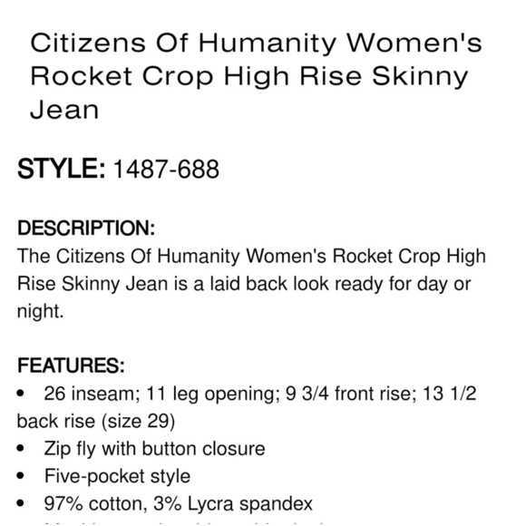 Citizens of Humanity Rocket Crop High Rise Skinny Jeans - Picture 12 of 13
